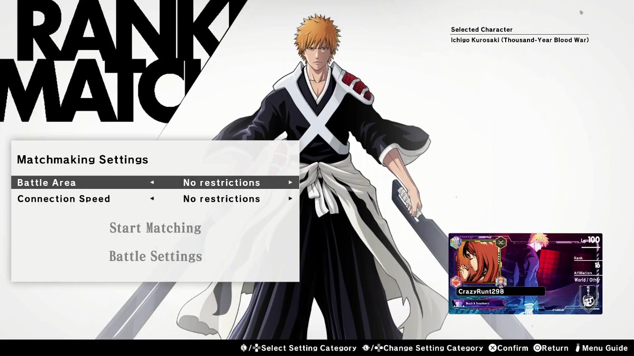 Bleach Rebirth of the Souls ranked matches with the CrazyRunt!