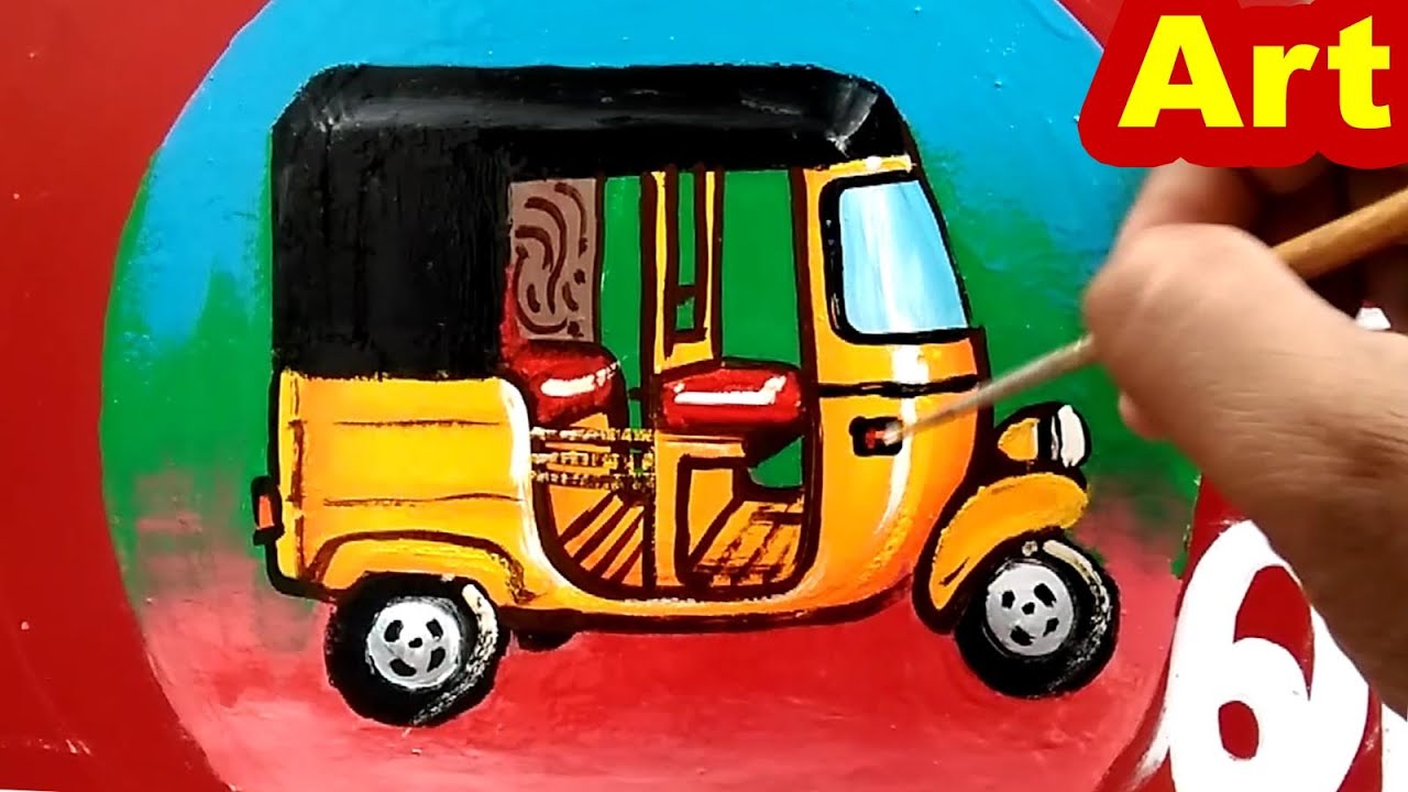 20540 Painting Challenge / Auto rickshaw in 20 MINUTES / Enamel Paint@BALAJARTS