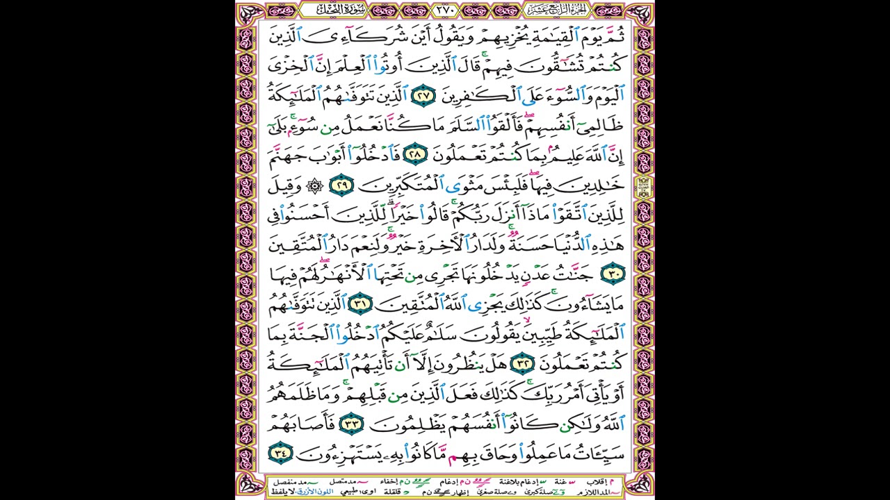 صفحة 270 من المصحف العلم المرئي المسموع بصوت الشيخ محمود الحصري