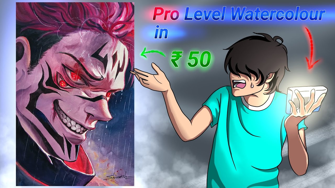 I Made Pro Level Drawing Of Sukuna With Only 50 Rupees Watercolour 🤑.