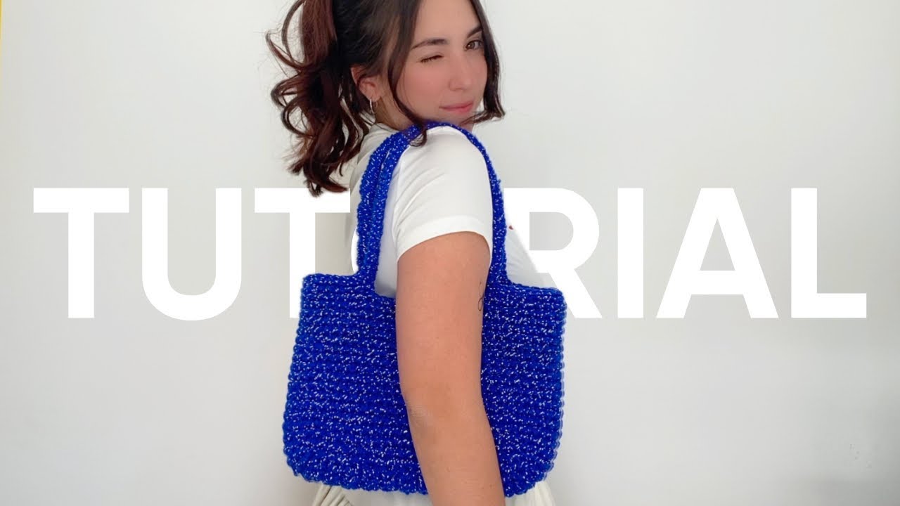 bolsa de crochê fácil usando apenas UM PONTO 💙 (tutorial/passo a passo em português)