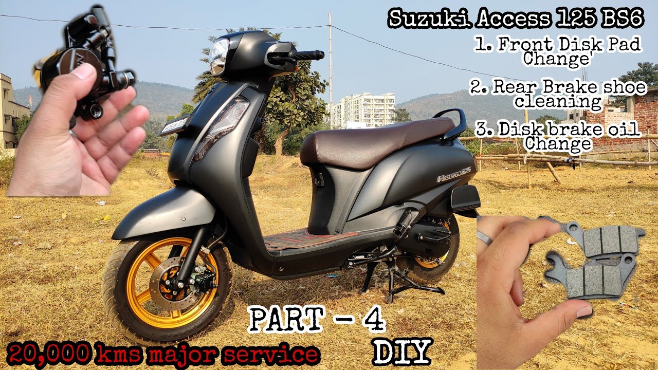 Suzuki Access 125BS6 Front Disk brake Pads & Oil Change & Rear Brake Shoe Cleaning At Home|Part-4