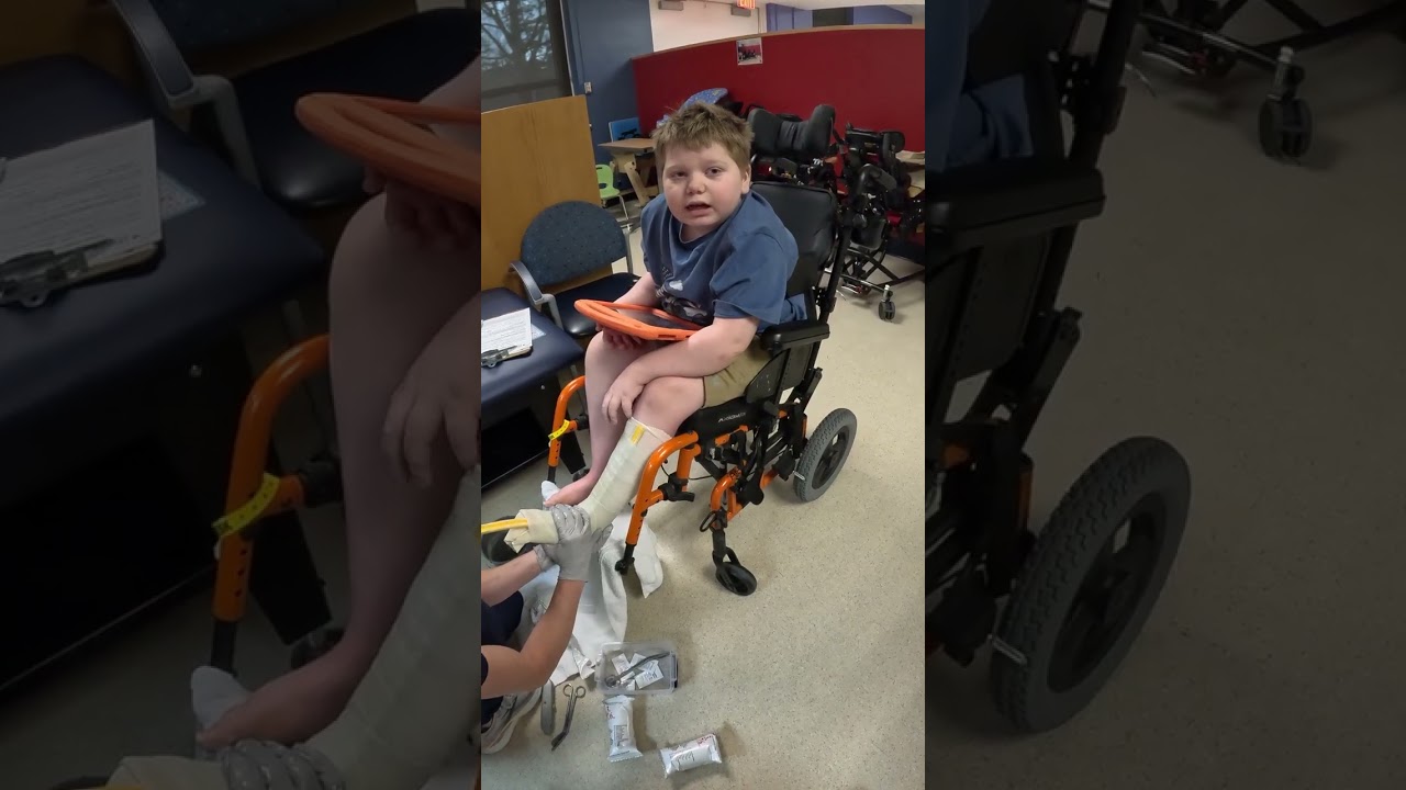 Casting for his new AFO’s #AFO #ahc #autism #physicaltherapy #family #wheelchair #youtuber #dreambig
