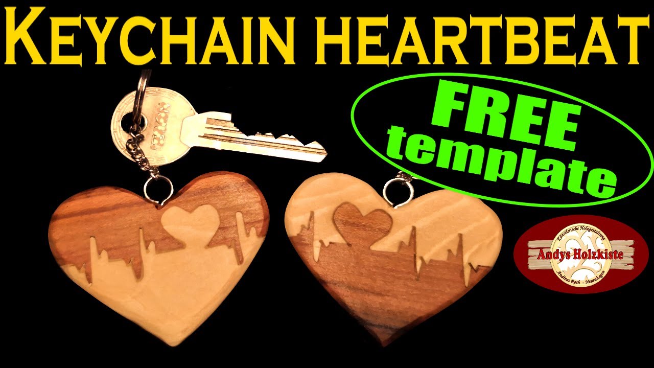 Woodwork for Valentine's Day | Free Template for scroll saw project Keychain heartbeat