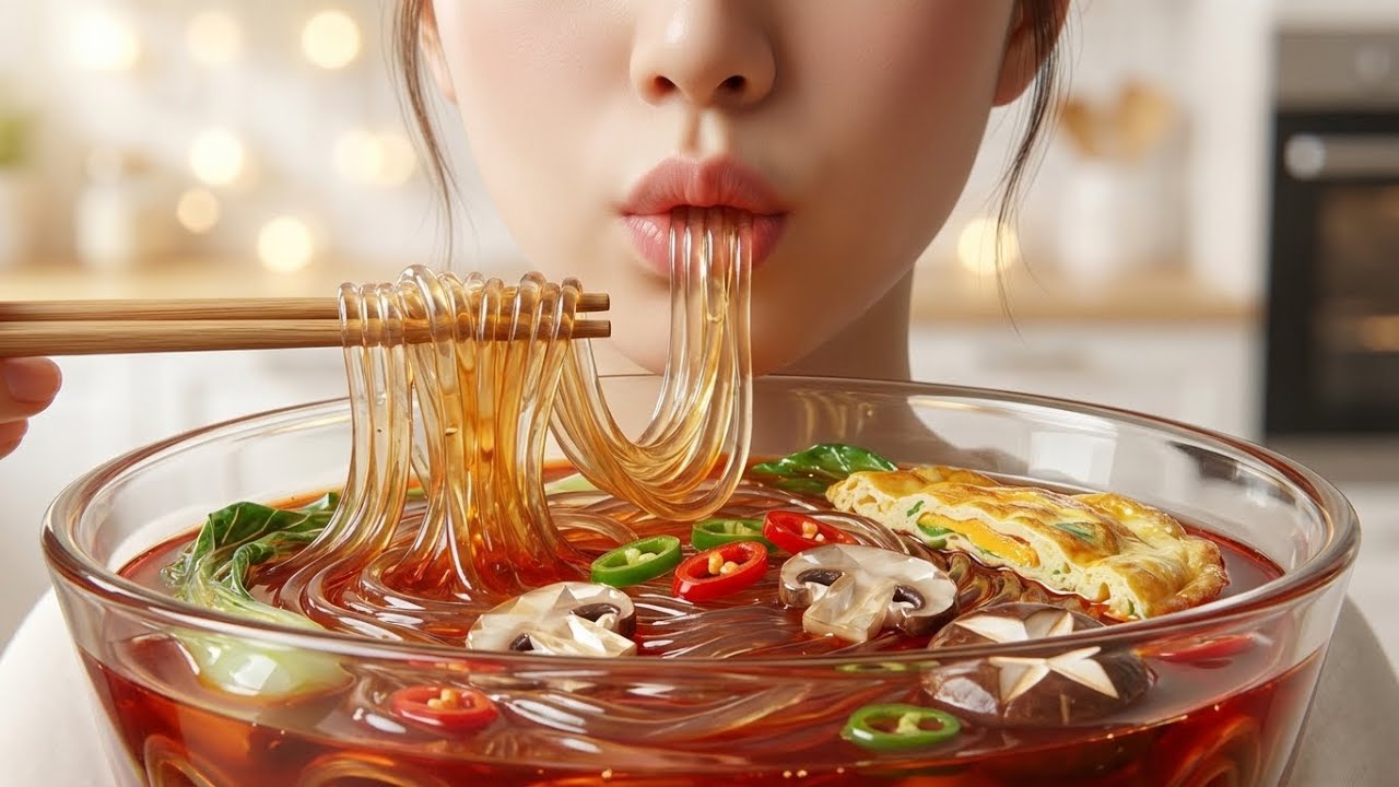 Making Veggie Ramen Bowl with Glass Noodles 🍜✨