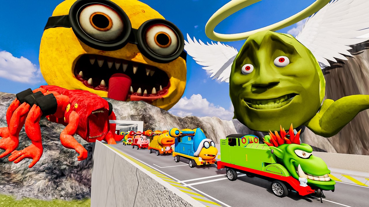 Big & Small Lightning McQueen Monster vs  Choo-Choo Charles in BeamNG Drive!