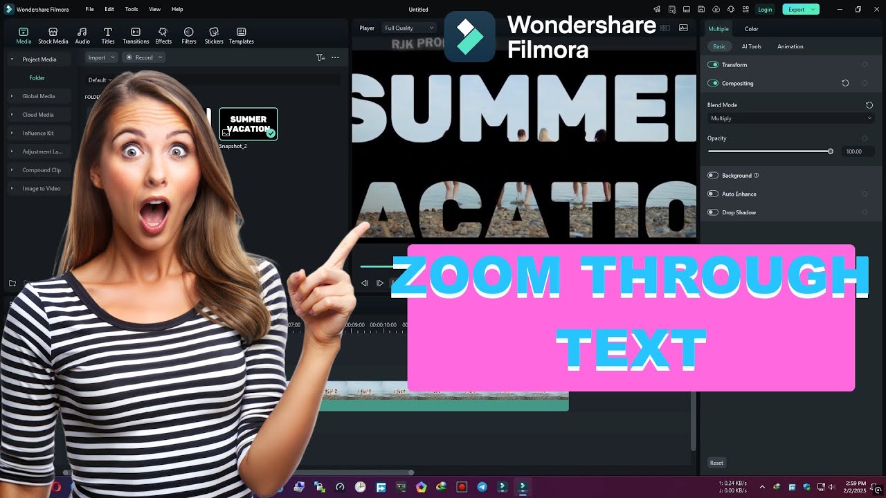 Video Editing Zoom Through Text Effect | Filmora 14 Tutorial