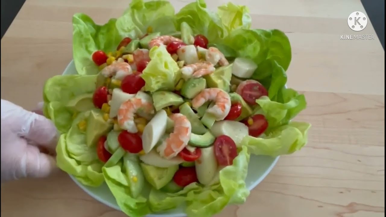 Salade aux crevettes et avocats سلطة الكروفيت و لافوكادو