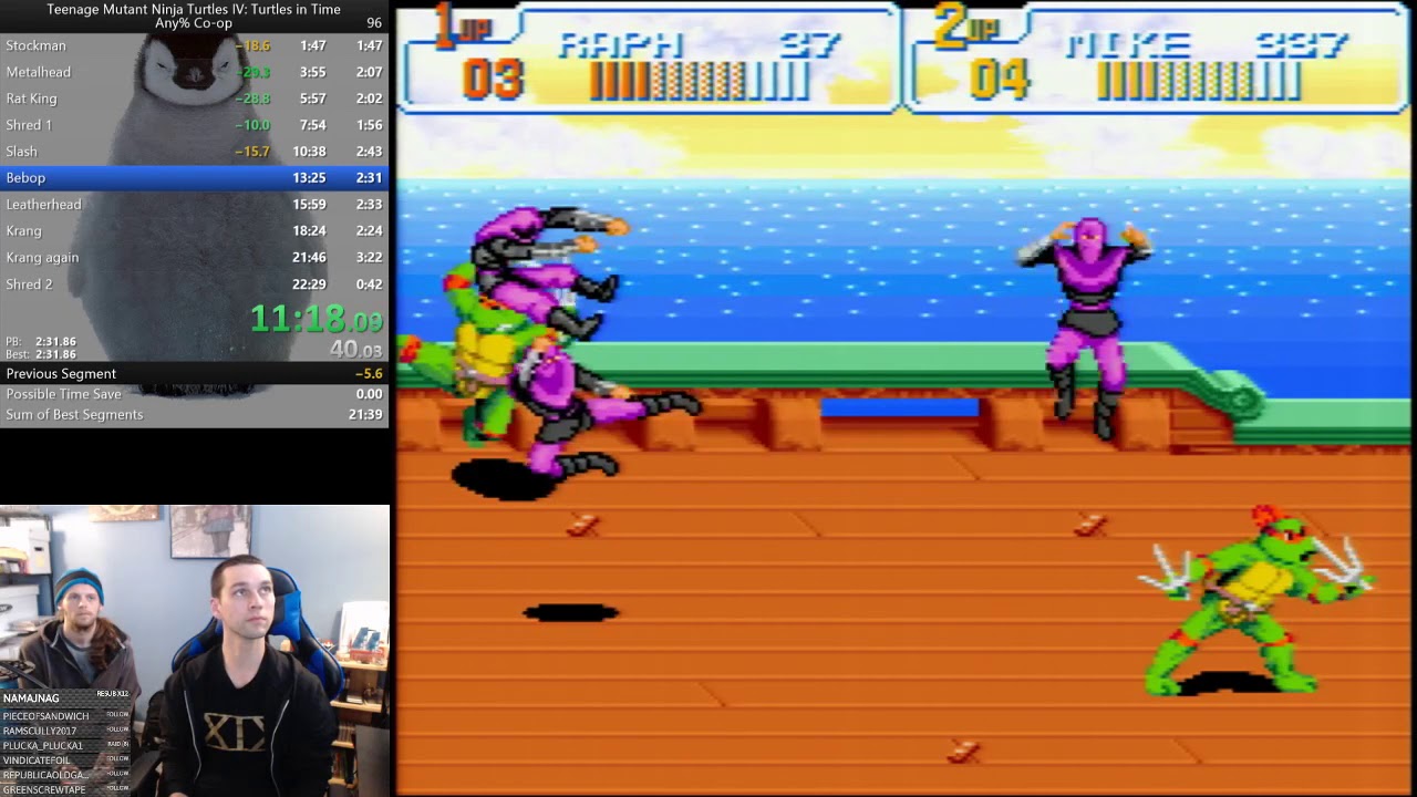 TMNT4 any% Co-op (Hard) w/ boyo003 - 22:13