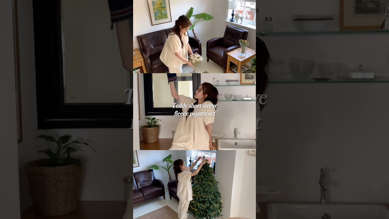 (무료배송🚛) 연말 파자마 파티룩으로도 좋은 테디 반팔 수면 잠옷🧸