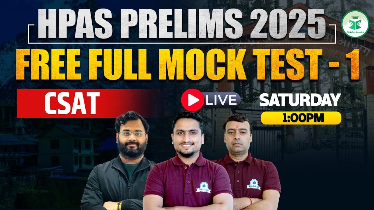 HPAS Prelims 2025: Free Full Mock Test-1 | CSAT | Civilstap Himachal | HPAS Prelims Preparation