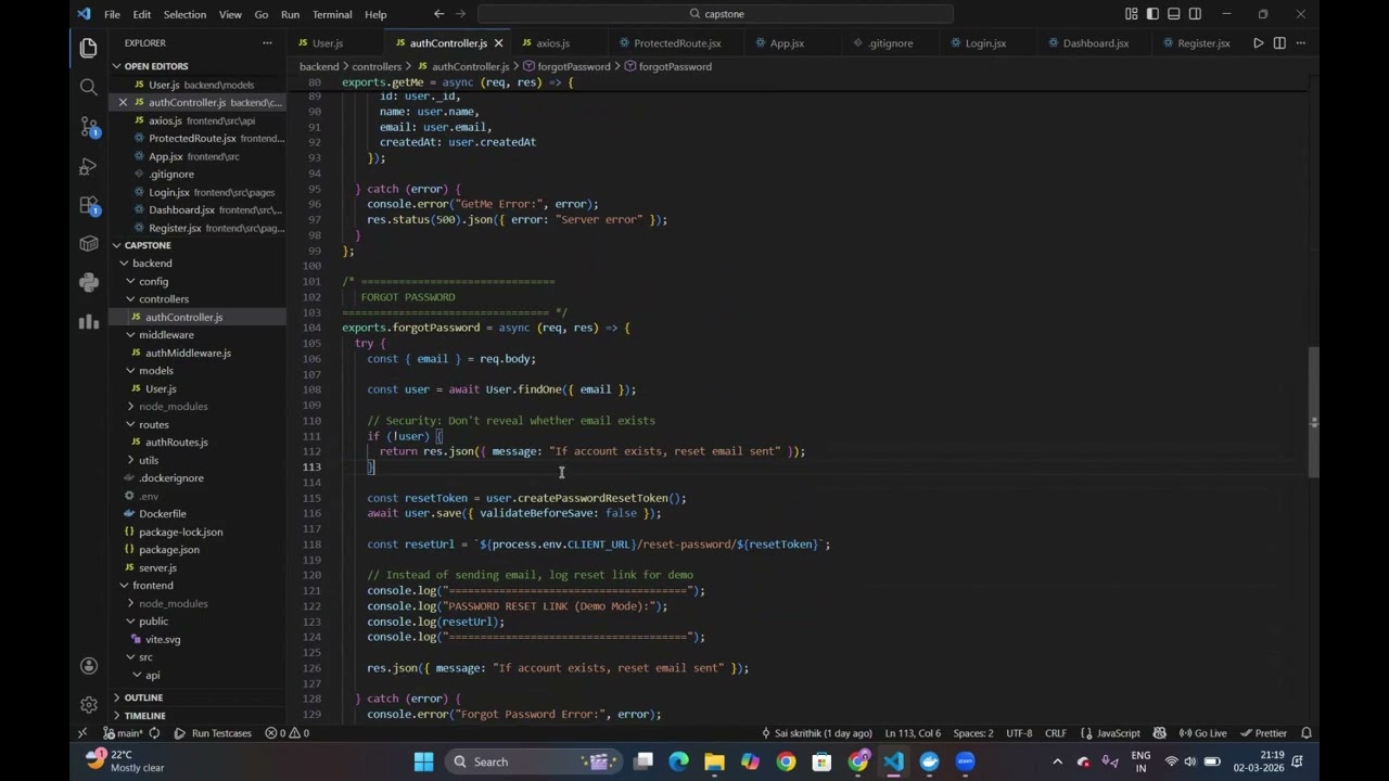 capstone demo(mern implementation small model demo and explaination)
