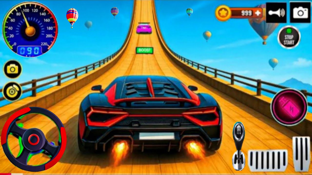 Black and Red Colour Ramp Car Racing Flyover 3D Game |Ramp Car Stunt Racing Video | android Game 2
