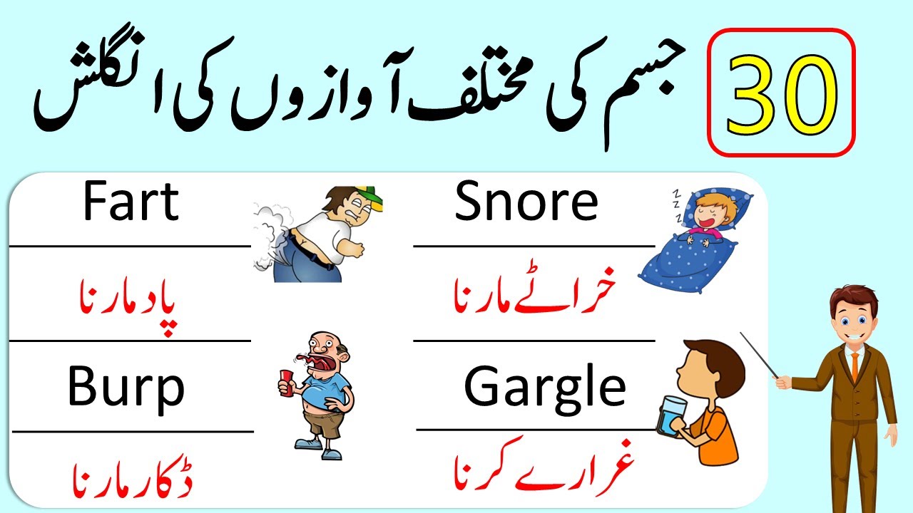 30 Body Noises and Sounds in English with Urdu Meanings | @ilmrary