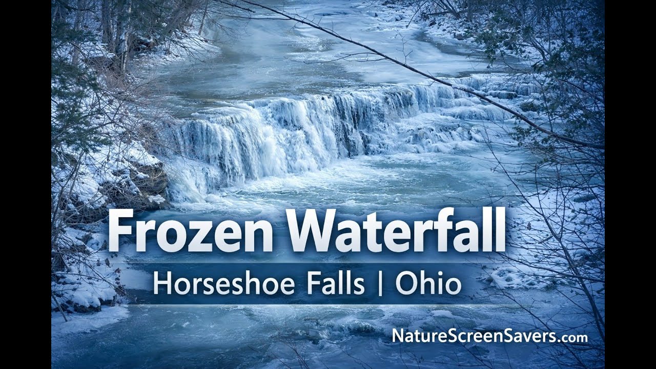 Frozen Waterfall Caesars Creek State Park Horseshoe Falls Ohio peaceful winter waterfall 