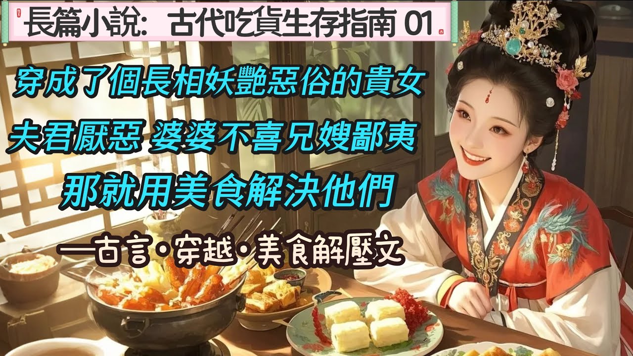 1.長篇小說《古代吃貨生存指南》01美食博主姜舒窈穿越了，穿成了個長相妖艷打扮媚俗的惡毒貴女，夫君厭惡，婆婆不喜 ，兄嫂鄙夷，她欲哭無淚。不過，世界上沒有什麼事情是一頓美食解決不了的，如果有，那就兩頓