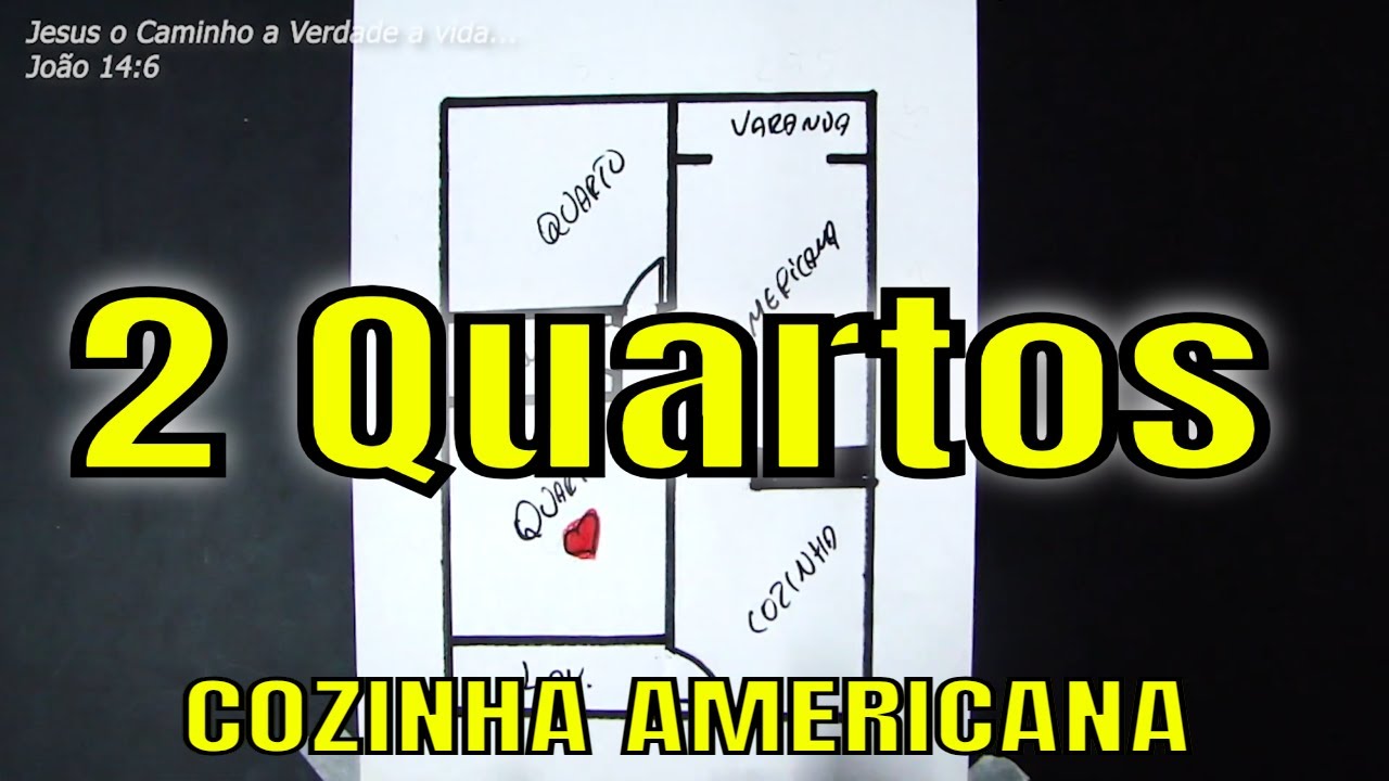 planta de casas 2 quartos cozinha americana