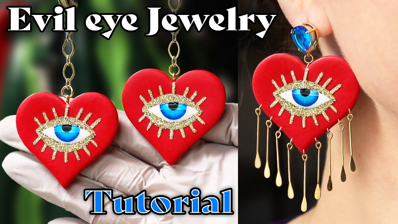 🧿 Polymer clay Heart-shaped Evil eye Jewelry Tutorial  🧿