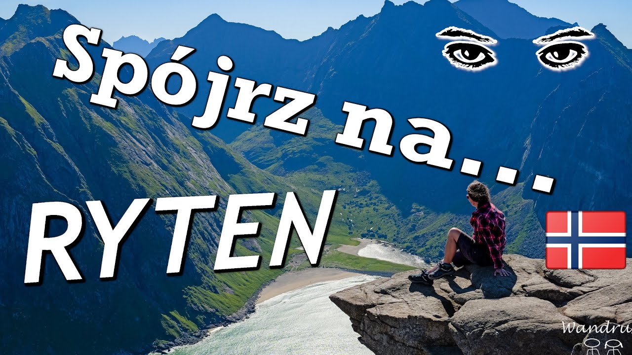 Ryten a mountain peak overlooking Kvalvika beach. Ryten szczyt g&oacute;rski z widokiem na plażę Kvalvika.