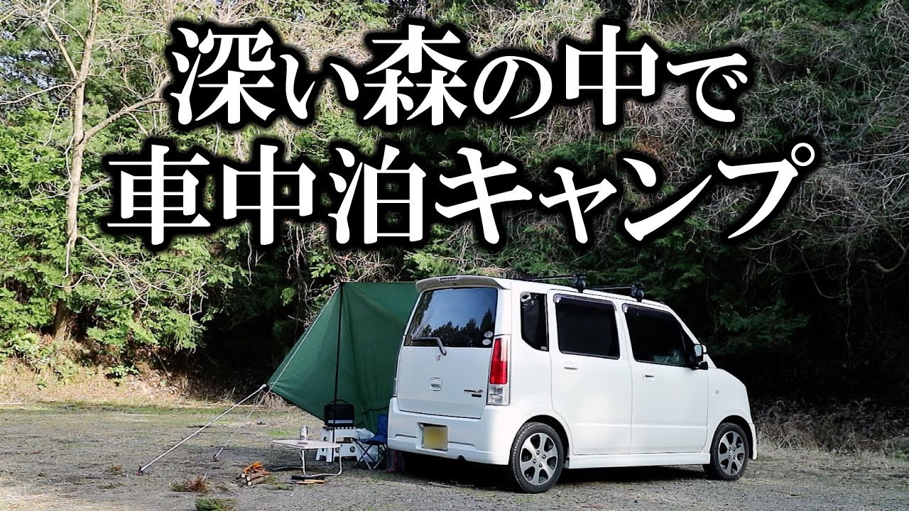 深い森の中で車中泊キャンプしてみた【菊川自然活用村】