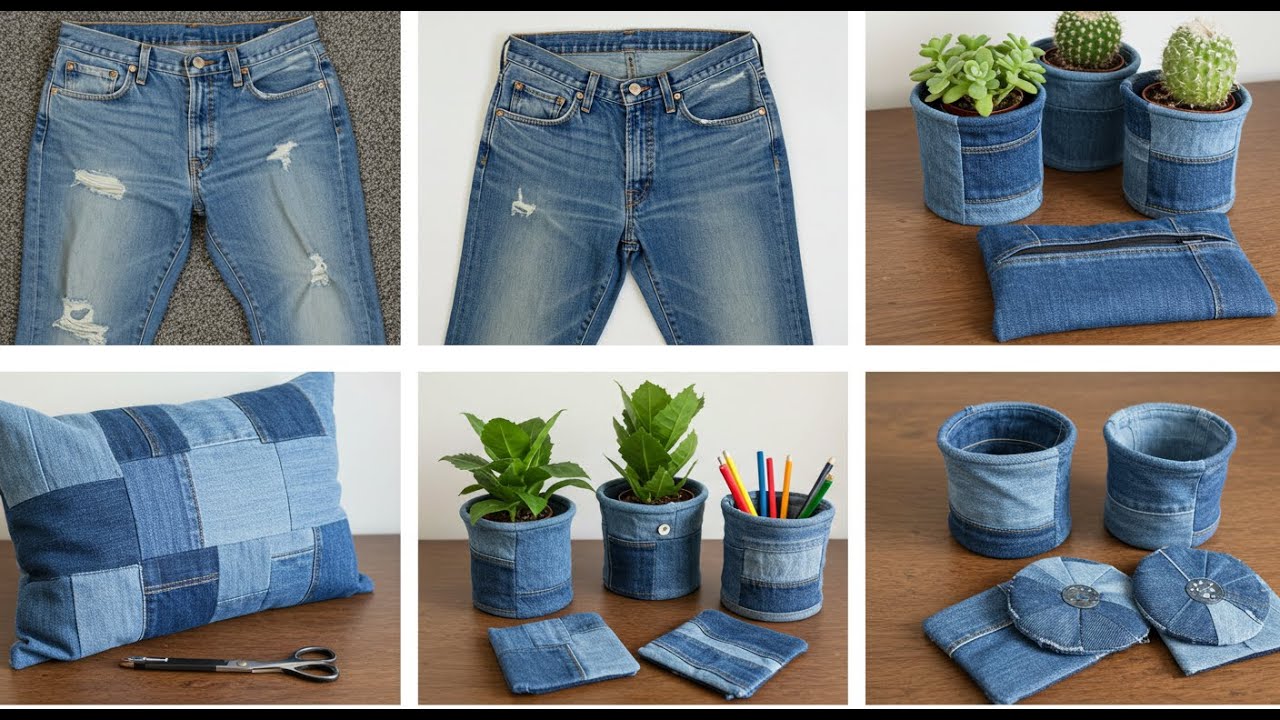 Don't Throw Away OLD Jeans! 10 AMAZING Crafts & EASY Denim Upcycling DIY #UpcycleJeans