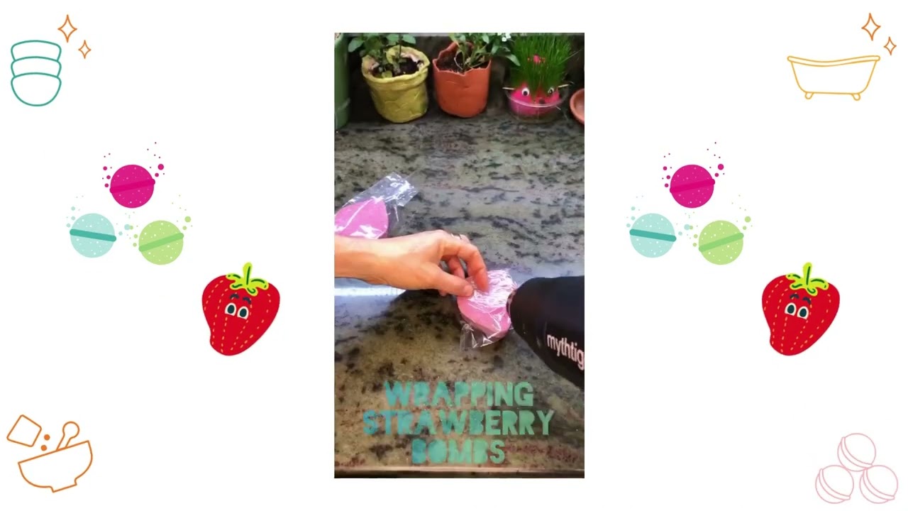 Wrapping Strawberry Bath Bombs!