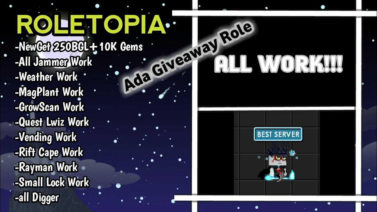 New Growtopia Private Server RoleTopia 🔥Best Server🔥 | ADA GIVEAWAY ROLE