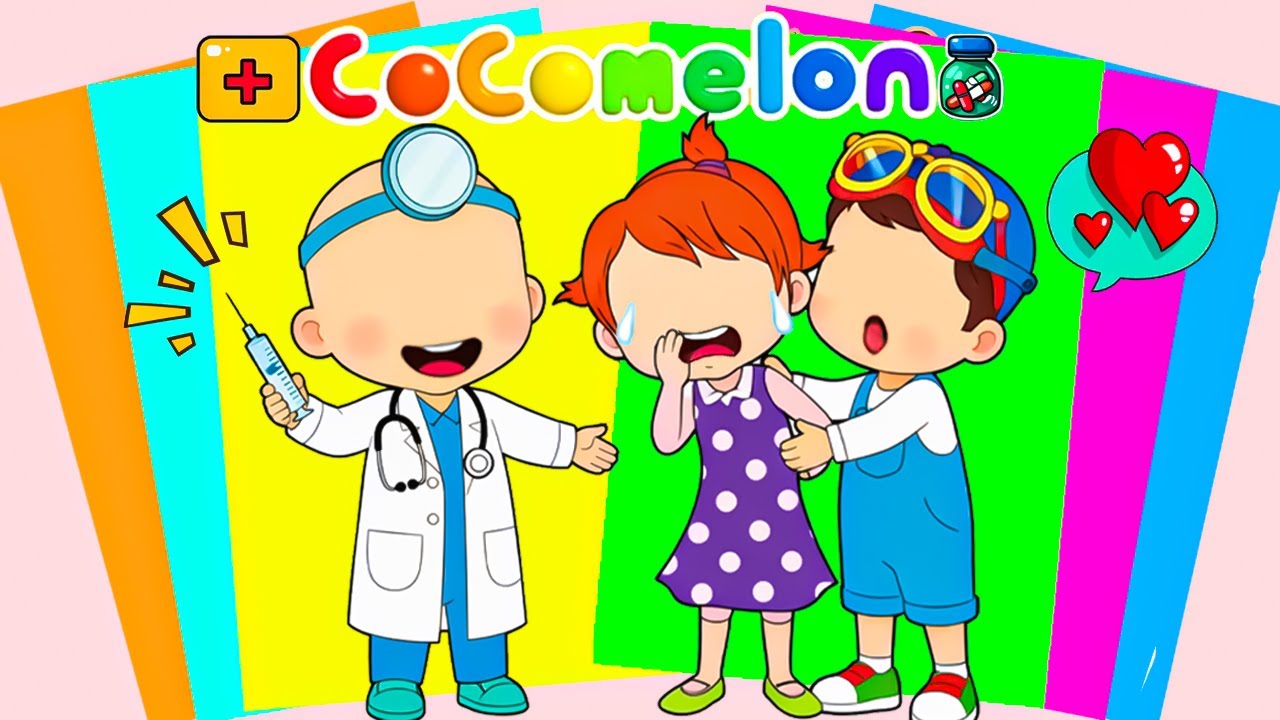 【Paper DIY】Decorate Sticker Book with Yoyo Scared at the Hospital & Doctor JJ ,Yoyo Comforts Him!