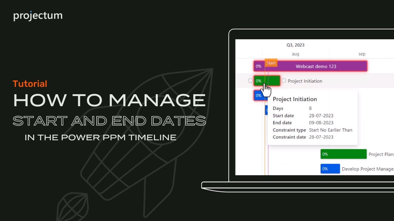 How to manage start and end dates in the Power PPM timeline