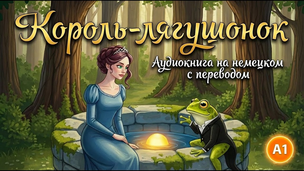 Сказка братьев Гримм «Король-лягушонок» Aудиокнига на немецком языке с текстом и переводом |  A1–A2