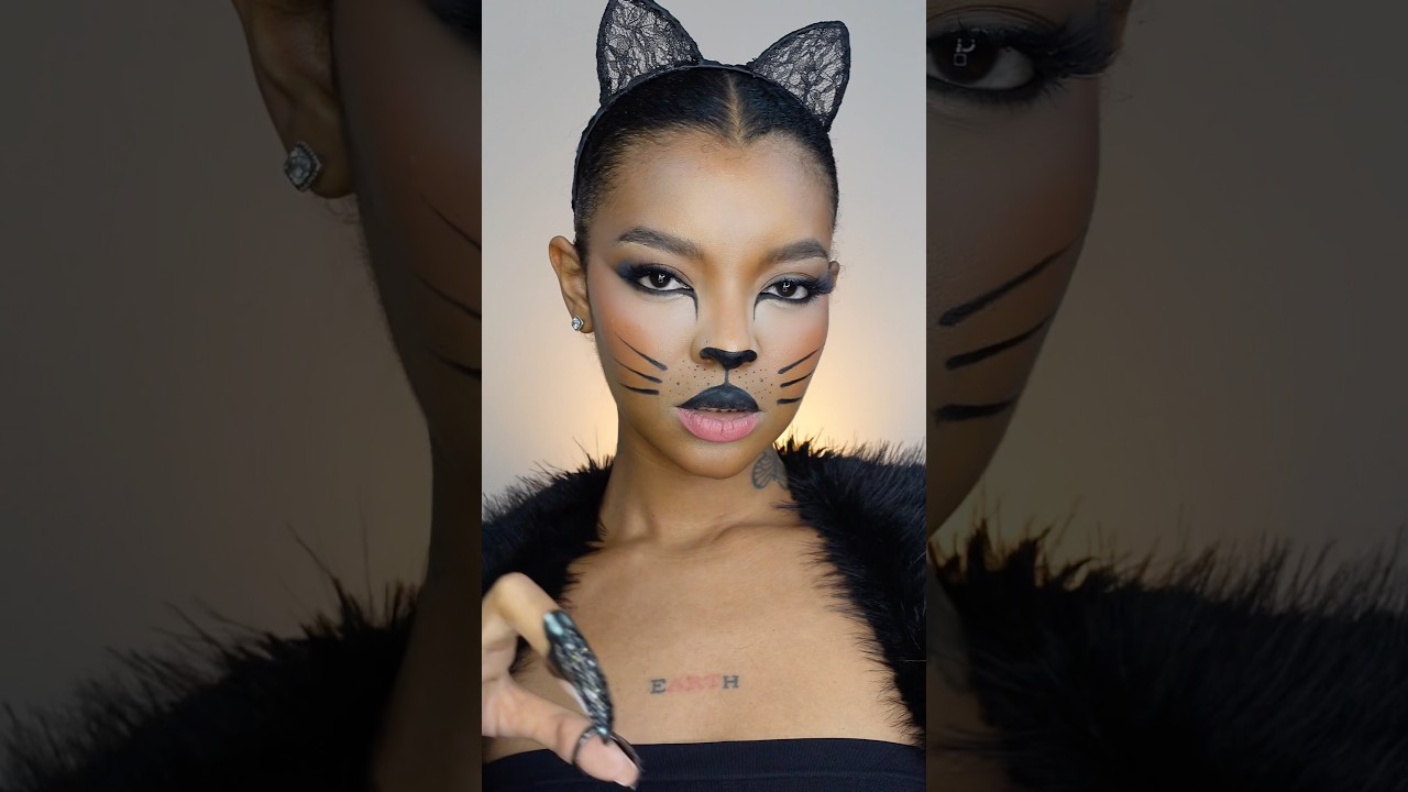 Cat Halloween Makeup #makeuptutorial #catcostume #halloweenmakeuplook #catmakeup