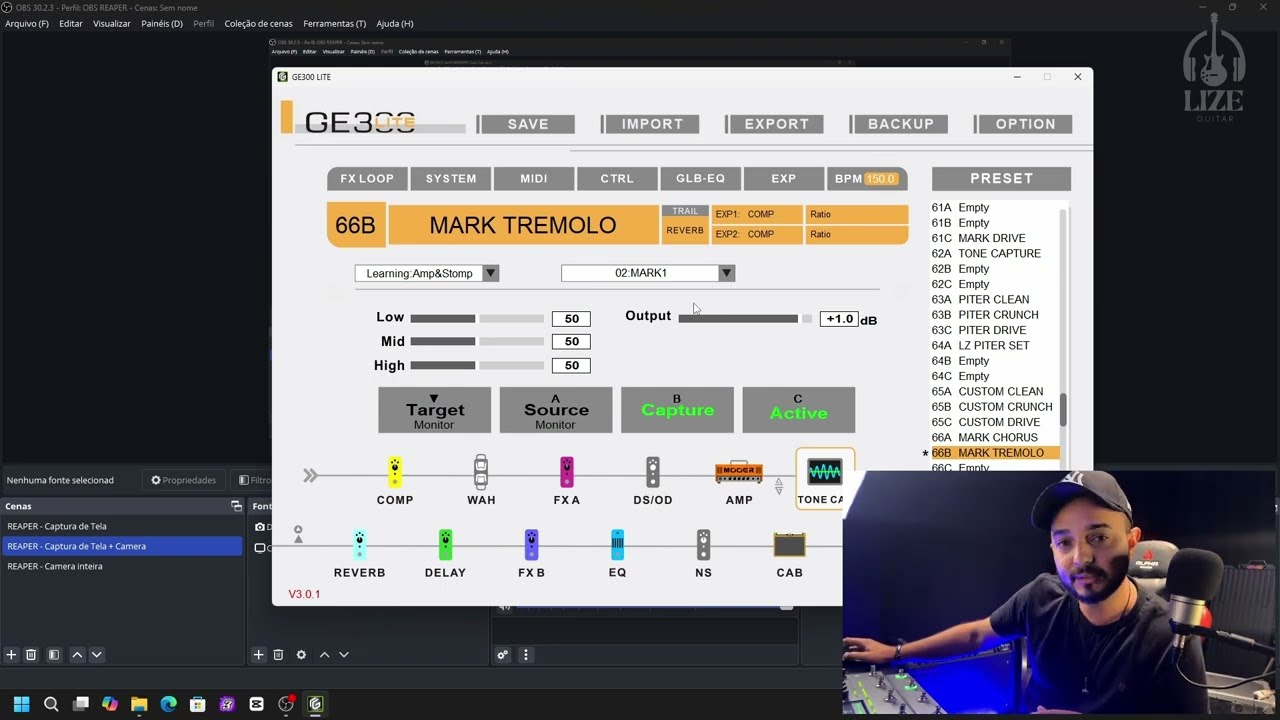 MOOER GE300 TUTORIAL COMO IMPORTAR PRESETS IMPULSE RESPONSE E TONE CAPTURE PACK WORSHIP PERFORMANCE