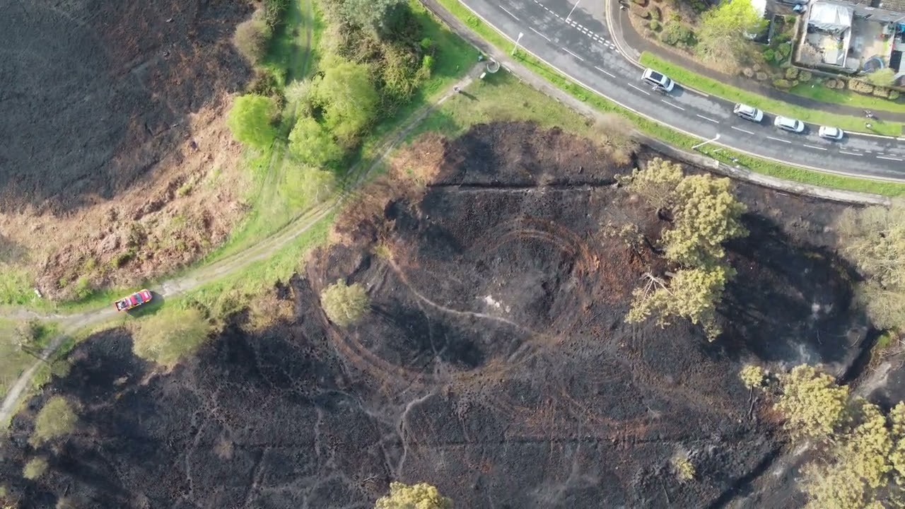 Canford Heath - day after the heath fire on 23 April 2022 (4K)