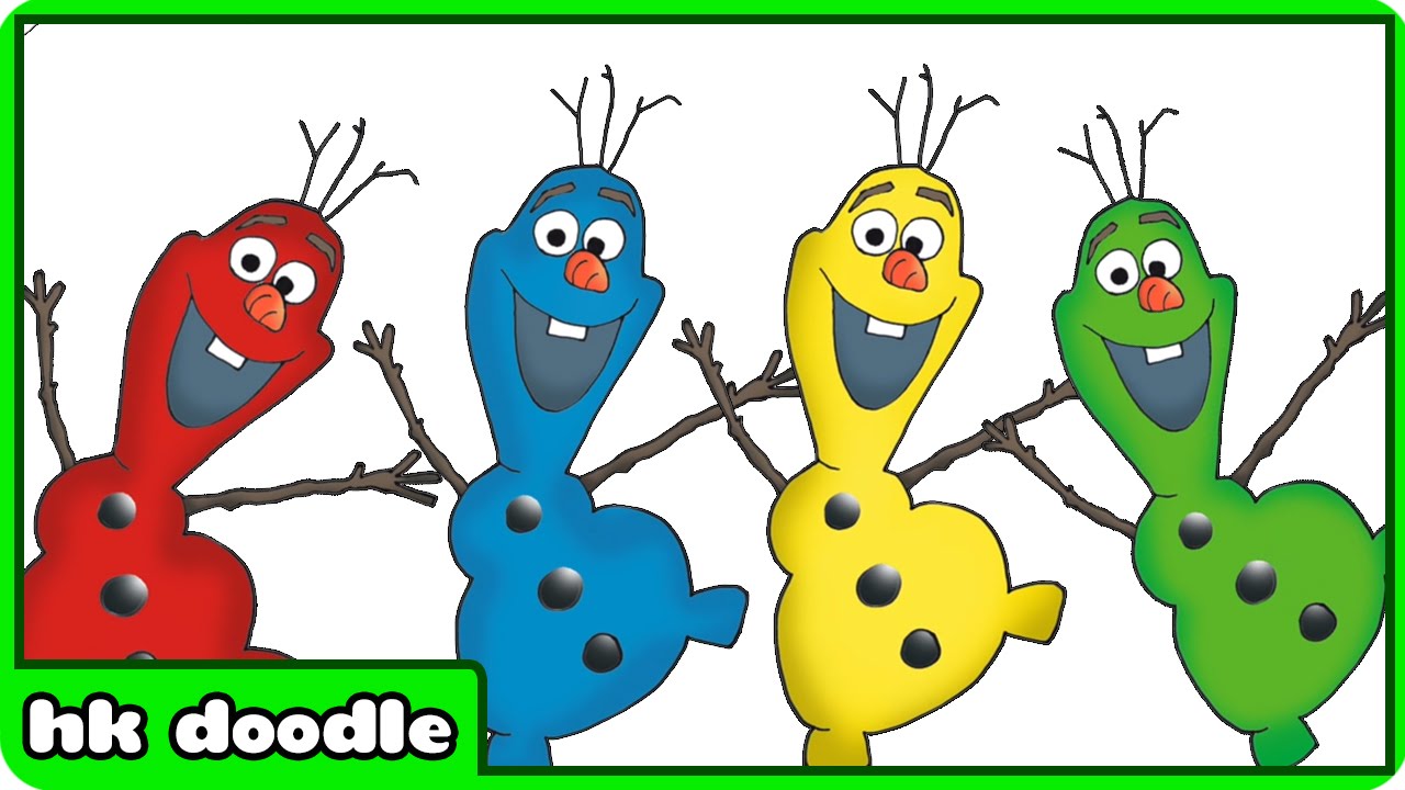 Learn Colors by Drawing Olaf in 4 Different Colours - Step by Step Disney Frozen Drawing for Kids