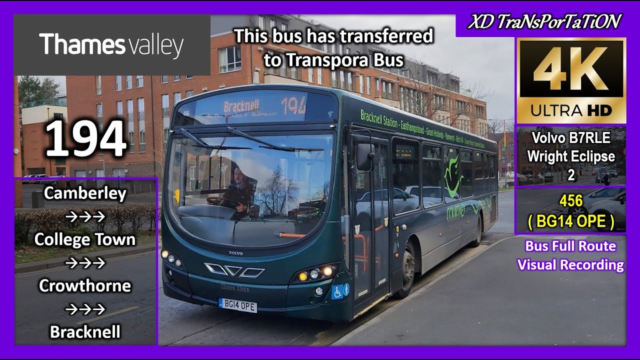 [Thames Valley Buses] 194 ~ Camberley, Pembroke Broadway ➝ Bracknell Bus Station【4K UW】