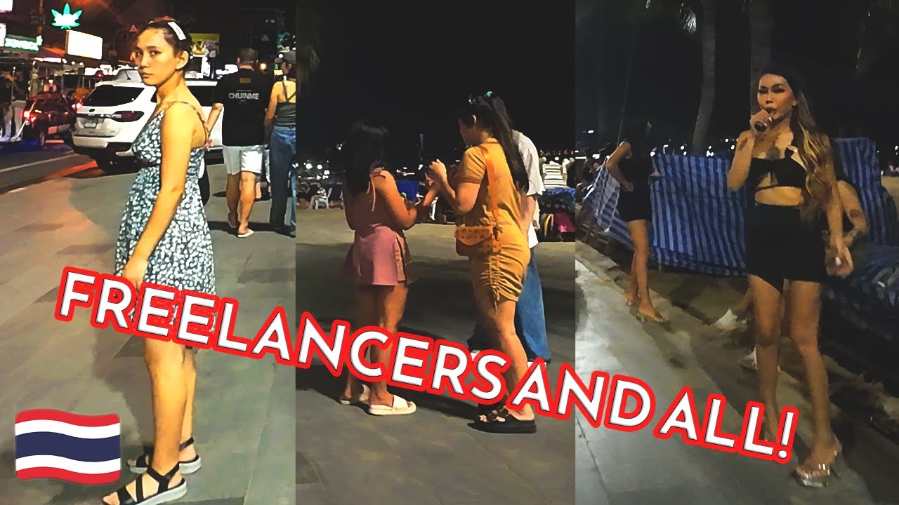 Pattaya Beach Road Night Walk in Thailand, Freelancers and All Part 3