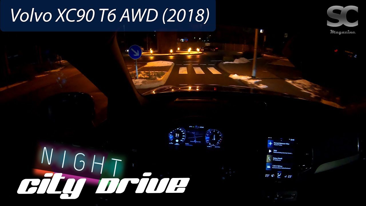 Volvo XC90 T6 AWD (2018) - POV Test Drive at Night