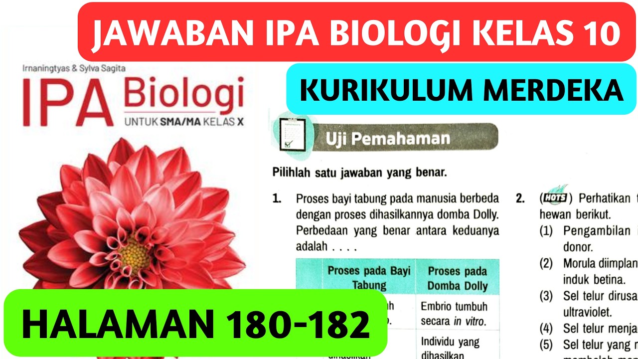 Kunci Jawaban IPA Biologi Kelas 10 Halaman 180 181 182 Uji Pemahaman BAB 3 Kurikulum Merdeka