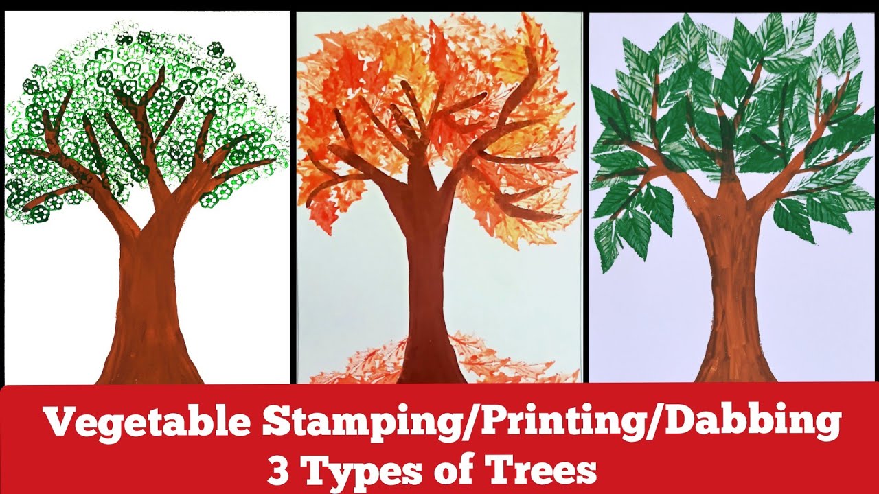 Vegetable Dabbing Stamping Painting/Vegetable stamp activity/Stamp Art/Vegetable Print Painting tree