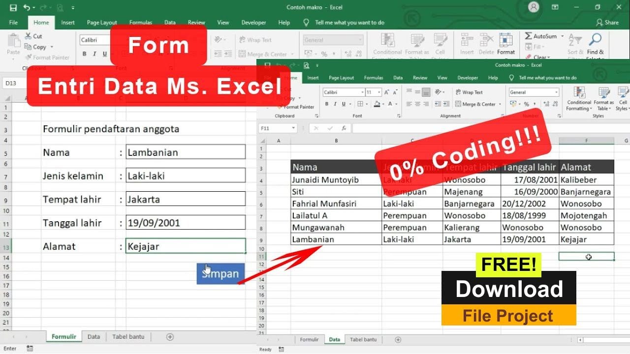Seri Ms. Excel: Cara Membuat Formulir Entri Data Sederhana dengan Record Macro, Tanpa Coding!