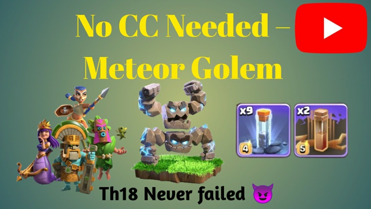 CoC Never Fail TH18 Meteor Golem Attack 🚀#coc #supercell #games #viralvideo #viwes 