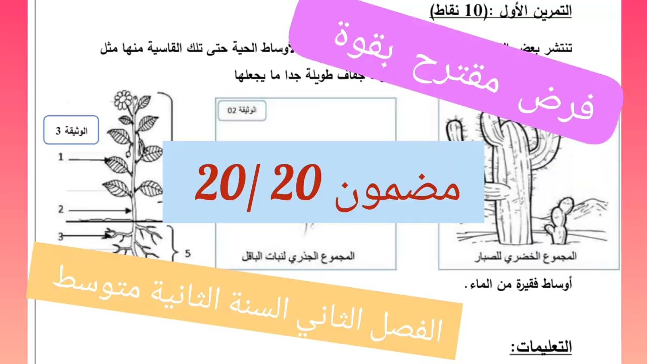 حل فرض الفصل الثاني. في مادة العلوم الطبيعية. للسنة الثانية متوسط ❤️ 😱 😱 😱 😱 