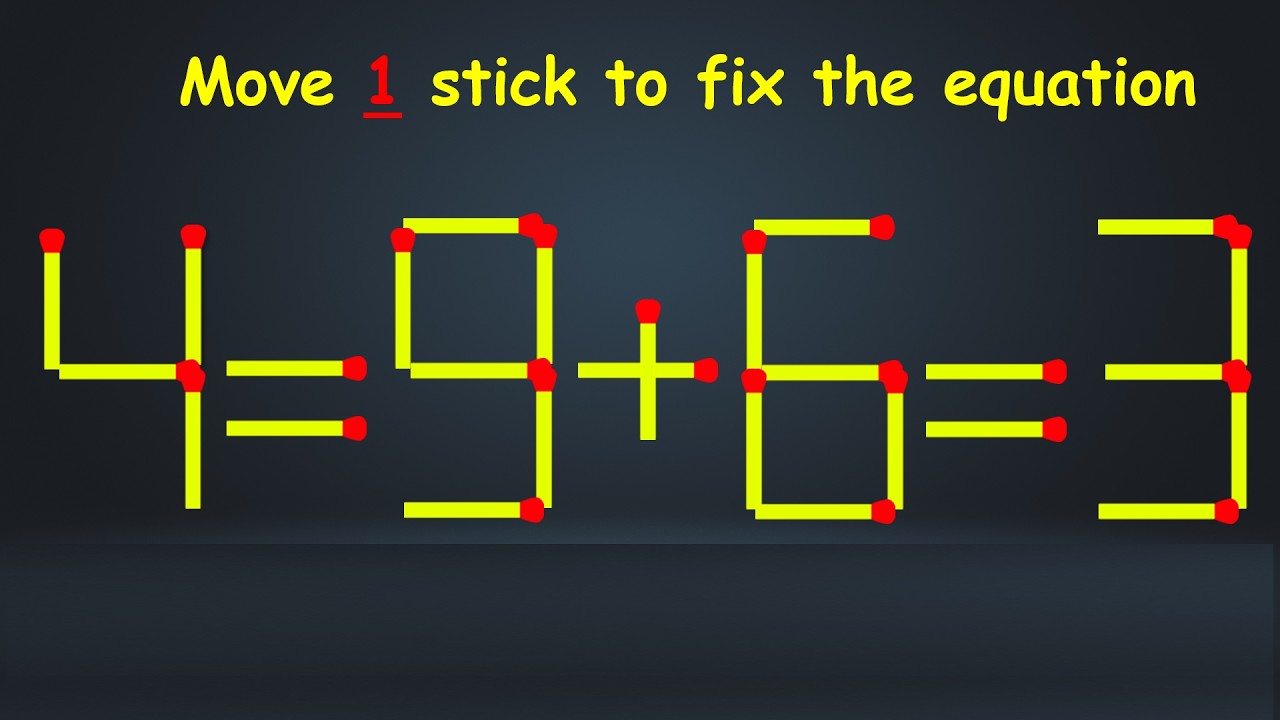 Can You Solve This Matchstick Puzzle? | Move 1 Stick to Fix the Equation!
