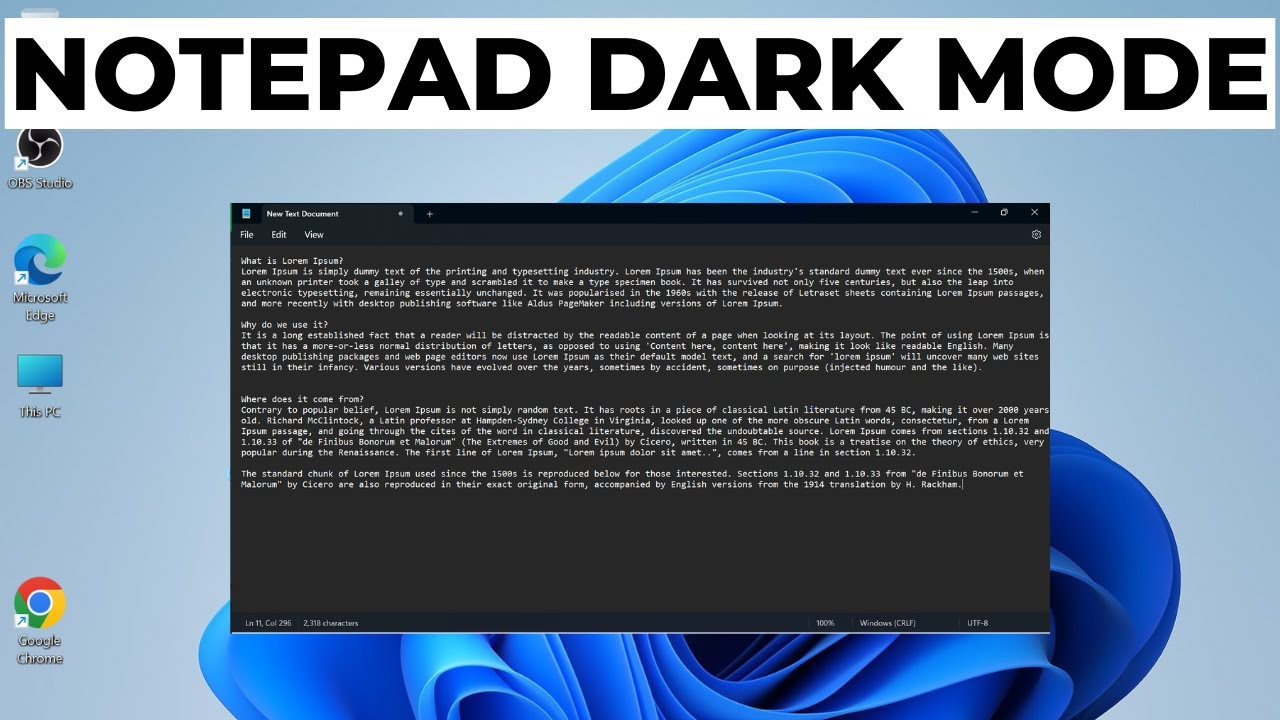How to Enable Dark Mode in Notepad (Windows 11)