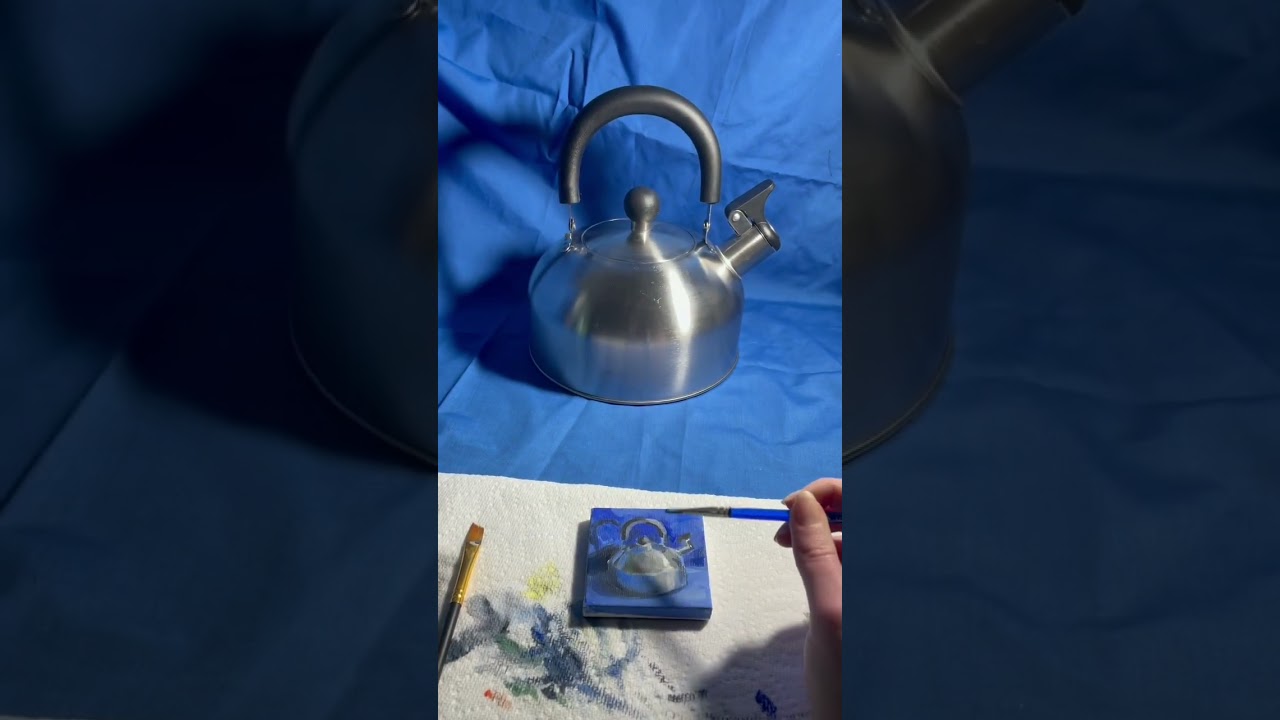 Painting a Tea Kettle on a 2x2 Canvas #shorts #painting #acrylicpainting #art #artist
