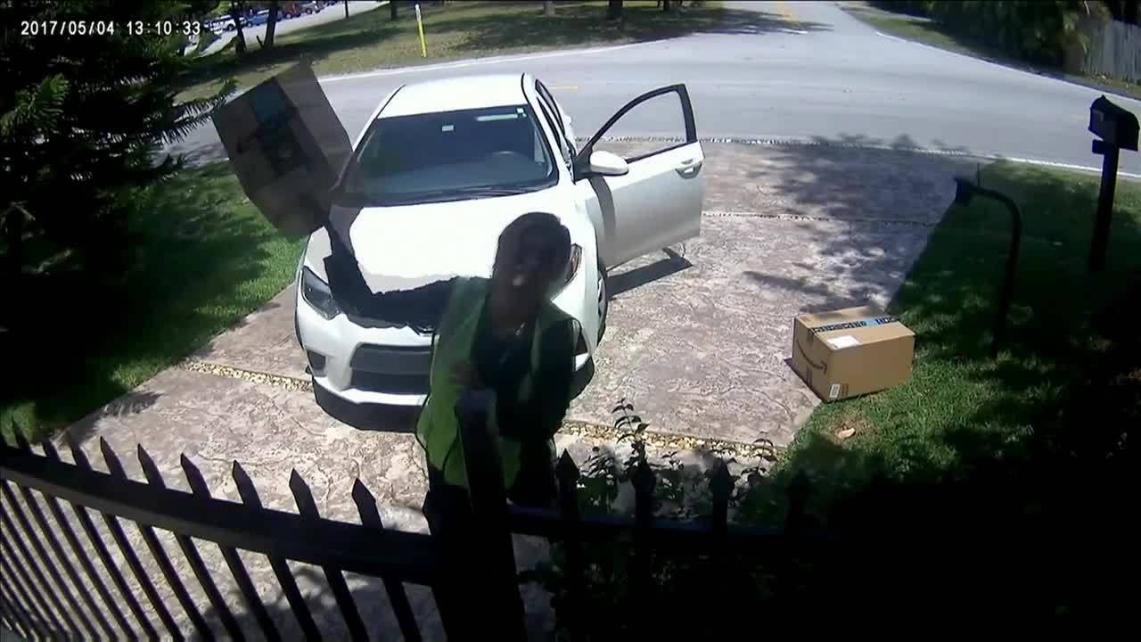 Amazon delivery person caught on camera throwing packages over gate