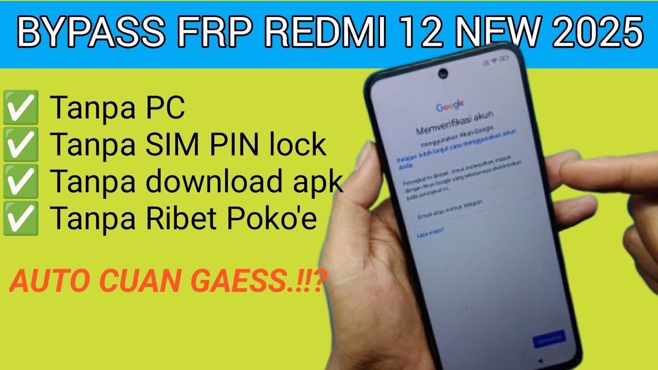 Redmi 12 Bypass FRP miui 14 tanpa PC /cara melewati verifikasi akun google redmi 12 terbaru