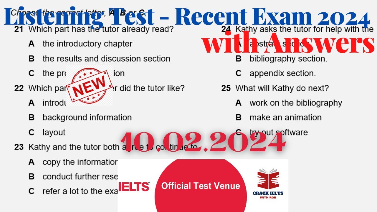 IELTS Listening Actual Test 2024 with Answers | 11.02.2024