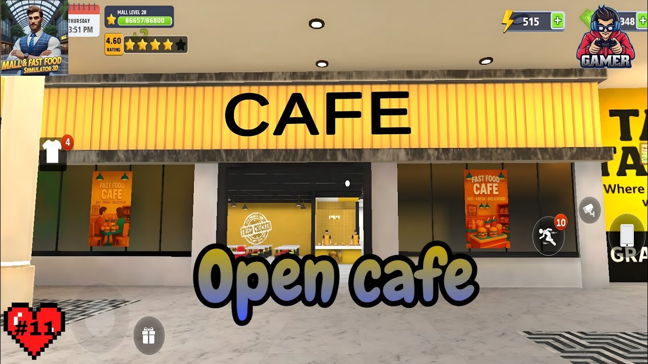 Mall and fast food simulator 3D game cafe open 
