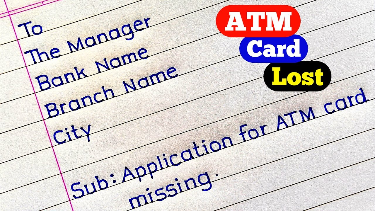 Application For Lost ATM Card | Application For New ATM Card After Lost | Application Writing |